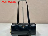 Prada Medium Leather Top Handle Bag with Padlock Black 1BB127 Replica