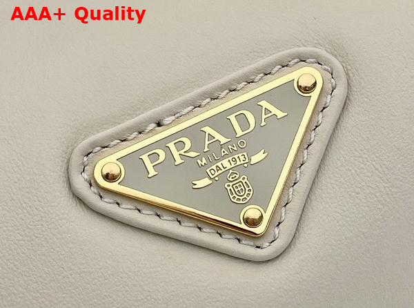 Prada Medium Leather Top Handle Bag with Padlock White 1BB127 Replica