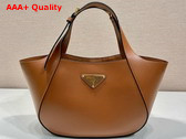 Prada Medium Leather Tote Bag in Caramel 1BG483 Replica