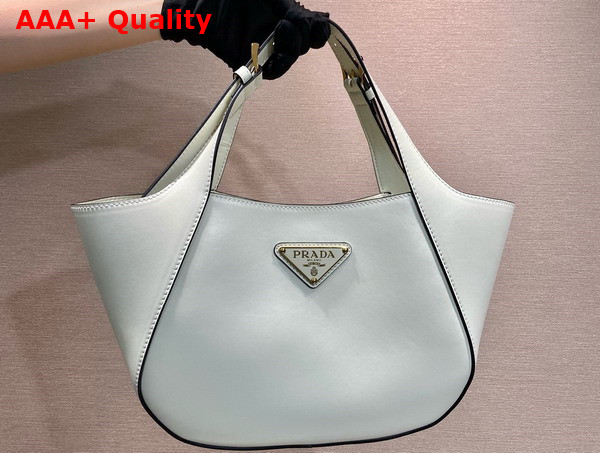 Prada Medium Leather Tote Bag in White 1BG483 Replica