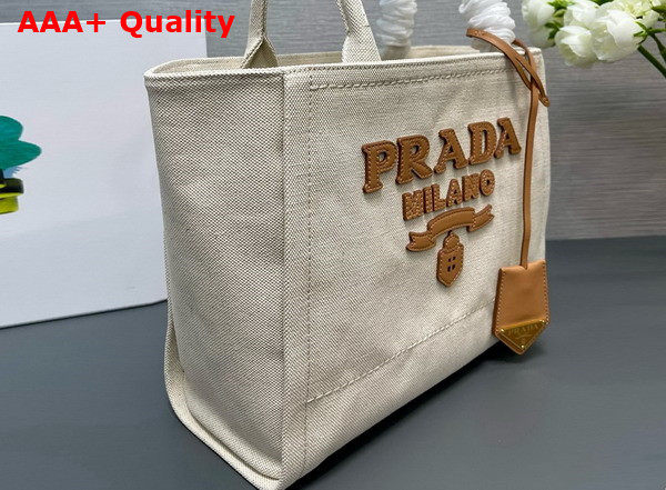 Prada Medium Linen Blend Tote Bag Natural 1BG474 Replica