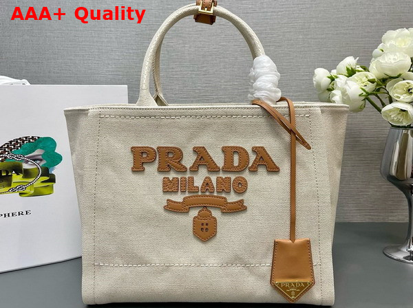 Prada Medium Linen Blend Tote Bag Natural 1BG474 Replica