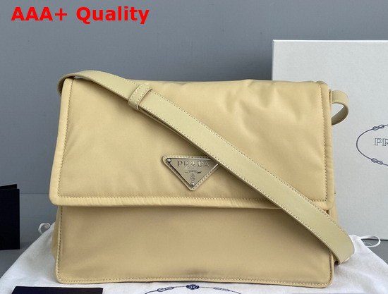 Prada Medium Padded Nylon Shoulder Bag in Beige 1BD255 Replica