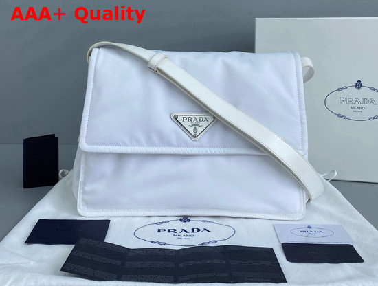 Prada Medium Padded Nylon Shoulder Bag in White 1BD255 Replica