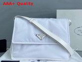 Prada Medium Padded Nylon Shoulder Bag in White 1BD255 Replica