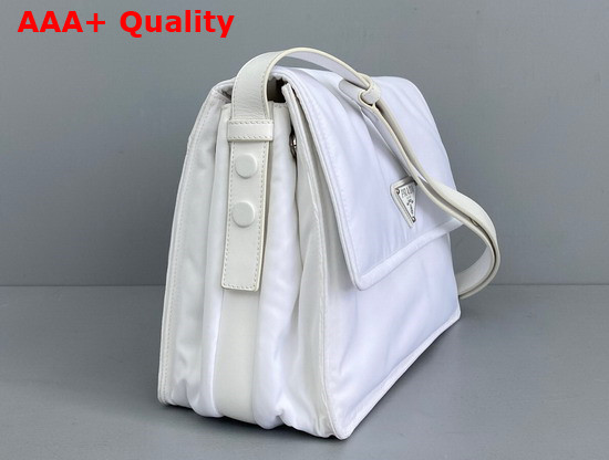 Prada Medium Padded Nylon Shoulder Bag in White 1BD255 Replica