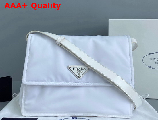 Prada Medium Padded Nylon Shoulder Bag in White 1BD255 Replica