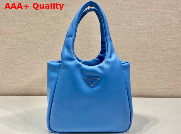 Prada Medium Padded Prada Soft Nappa Leather Bag in Light Blue 1BG413 Replica