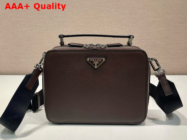 Prada Medium Prada Brique Saffiano Leather Bag in Coffee 2VH069 Replica