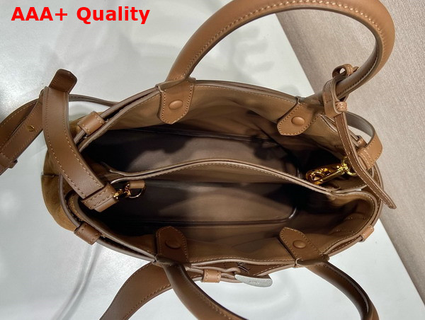 Prada Medium Prada Buckle Suede Bag with Belt in Cacoa Brown 1BA434 Replica