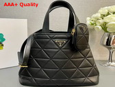 Prada Medium Quilted Leather Tote Bag in Black 1BG545 Replica