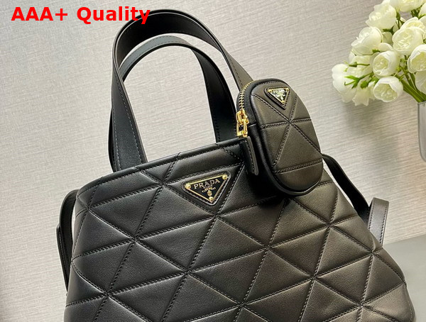 Prada Medium Quilted Leather Tote Bag in Black 1BG545 Replica