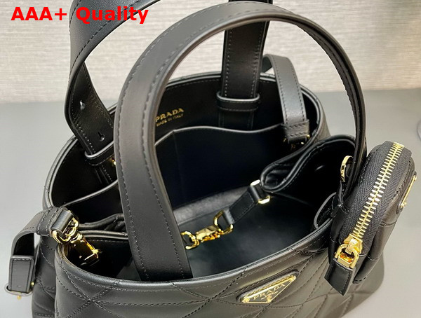 Prada Medium Quilted Leather Tote Bag in Black 1BG545 Replica