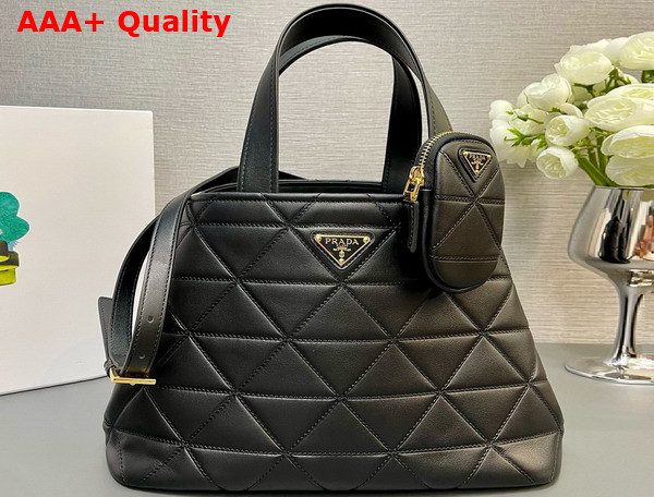 Prada Medium Quilted Leather Tote Bag in Black 1BG545 Replica