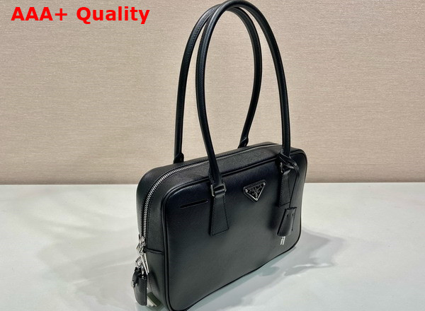 Prada Medium Saffiano Leather Two Handle Bag in Black 1BA428 Replica