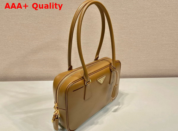 Prada Medium Saffiano Leather Two Handle Bag in Camel 1BA428 Replica