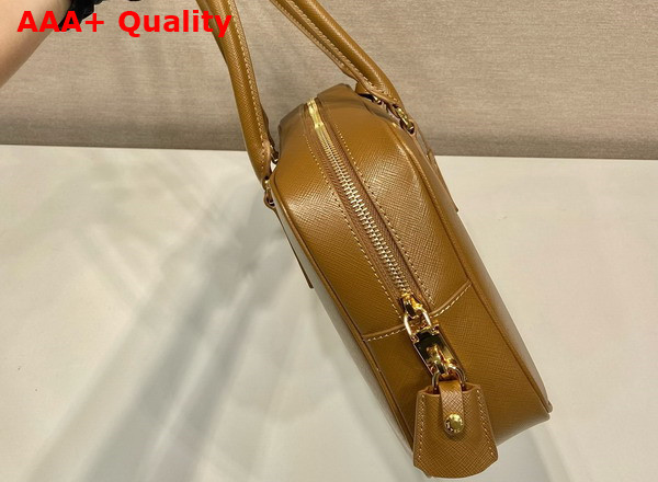 Prada Medium Saffiano Leather Two Handle Bag in Camel 1BA428 Replica