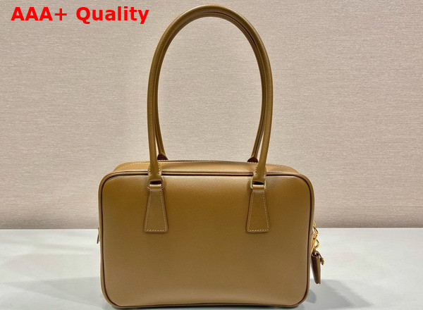 Prada Medium Saffiano Leather Two Handle Bag in Camel 1BA428 Replica