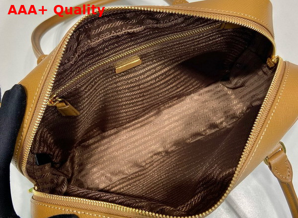 Prada Medium Saffiano Leather Two Handle Bag in Camel 1BA428 Replica