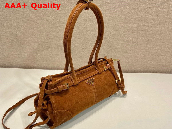 Prada Medium Suede Handbag in Cocoa Brown 1BA426 Replica