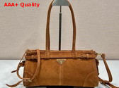 Prada Medium Suede Handbag in Cocoa Brown 1BA426 Replica