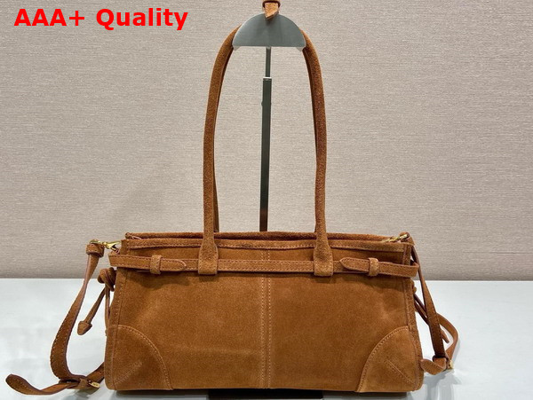 Prada Medium Suede Handbag in Cocoa Brown 1BA426 Replica