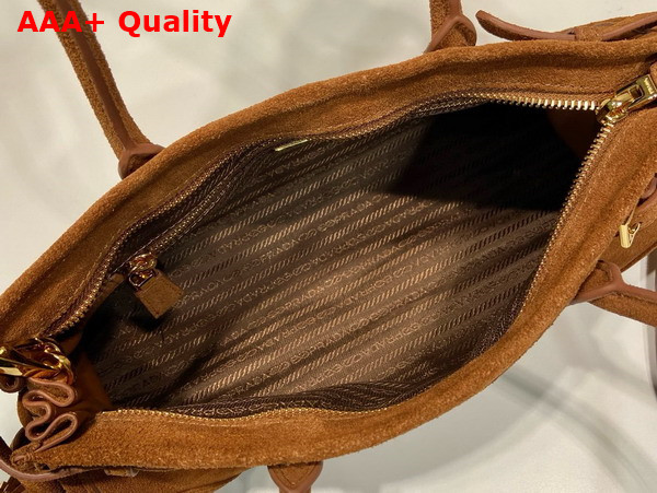 Prada Medium Suede Handbag in Cocoa Brown 1BA426 Replica