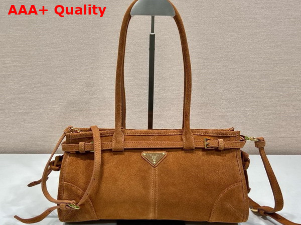 Prada Medium Suede Handbag in Cocoa Brown 1BA426 Replica