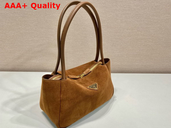 Prada Medium Suede Shoulder Bag in Cocoa Brown 1BA444 Replica