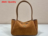 Prada Medium Suede Shoulder Bag in Cocoa Brown 1BA444 Replica