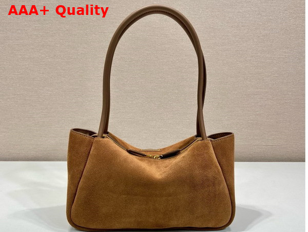 Prada Medium Suede Shoulder Bag in Cocoa Brown 1BA444 Replica