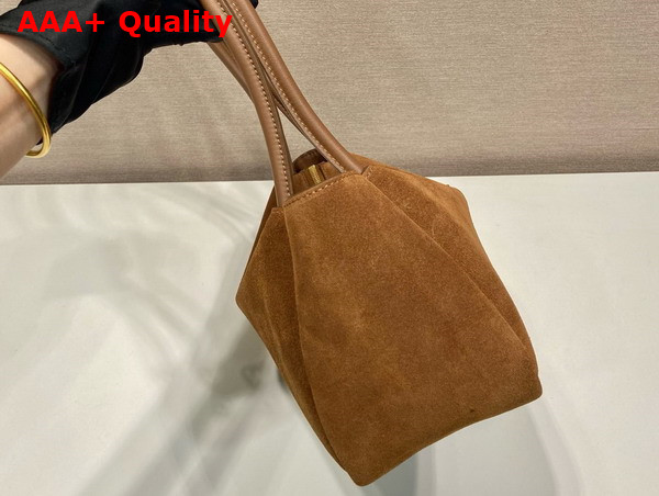 Prada Medium Suede Shoulder Bag in Cocoa Brown 1BA444 Replica