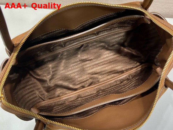 Prada Medium Suede Shoulder Bag in Cocoa Brown 1BA444 Replica