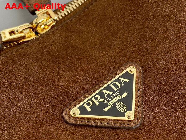 Prada Medium Suede Shoulder Bag in Cocoa Brown 1BA444 Replica