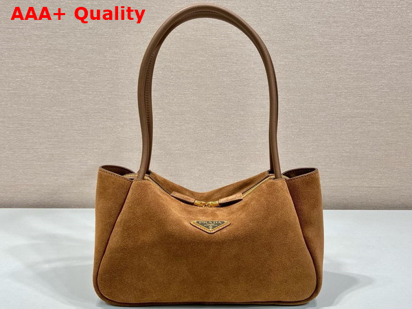 Prada Medium Suede Shoulder Bag in Cocoa Brown 1BA444 Replica