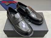 Prada Men Brushed Leather Loafers in Black Replica