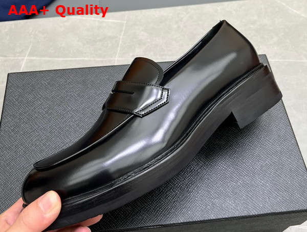 Prada Men Brushed Leather Loafers in Black Replica