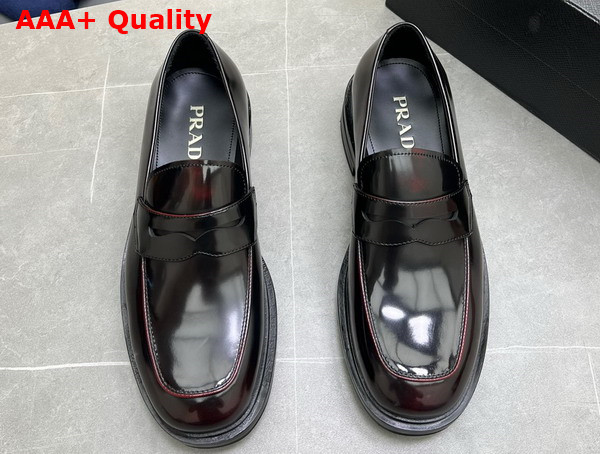 Prada Men Brushed Leather Loafers in Brown Replica