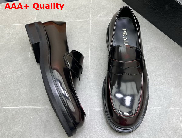 Prada Men Brushed Leather Loafers in Brown Replica