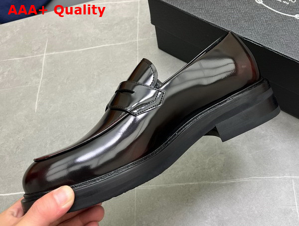 Prada Men Brushed Leather Loafers in Brown Replica