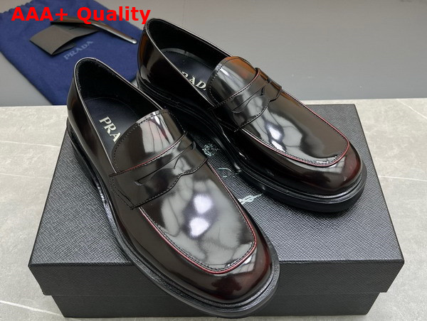 Prada Men Brushed Leather Loafers in Brown Replica