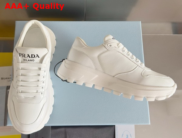 Prada Men Leather Sneakers in White 2EE369 Replica