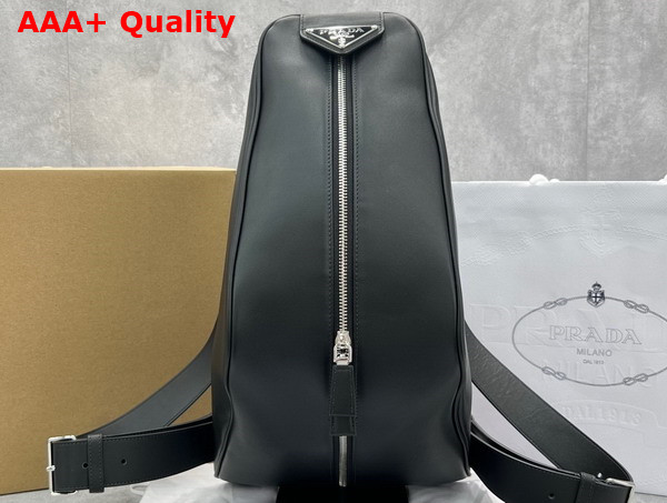 Prada Men Leather Triangle Backpack in Black 2VZ099 Replica