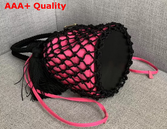 Prada Mesh Bucket Bag in Black Begonia Pink Replica