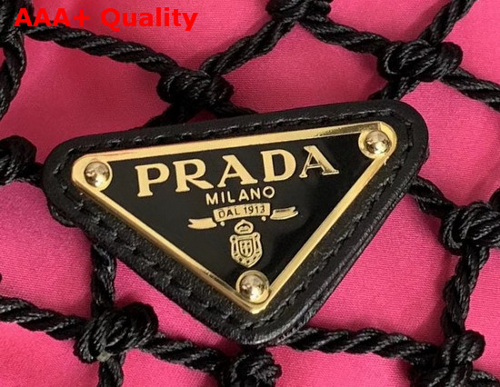 Prada Mesh Bucket Bag in Black Begonia Pink Replica