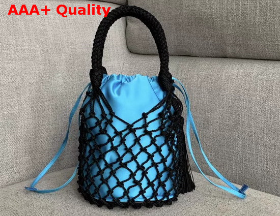 Prada Mesh Bucket Bag in Black Sea Blue Replica