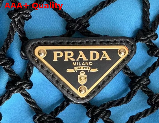 Prada Mesh Bucket Bag in Black Sea Blue Replica