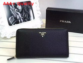 Prada Metallic Gold Leather Wallet In Black Replica