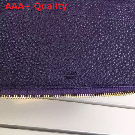 Prada Metallic Gold Leather Wallet In Purple Replica