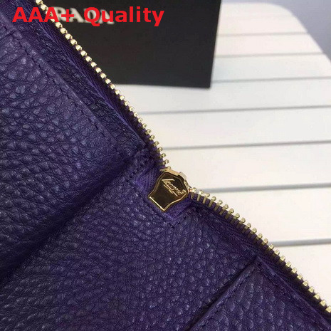 Prada Metallic Gold Leather Wallet In Purple Replica